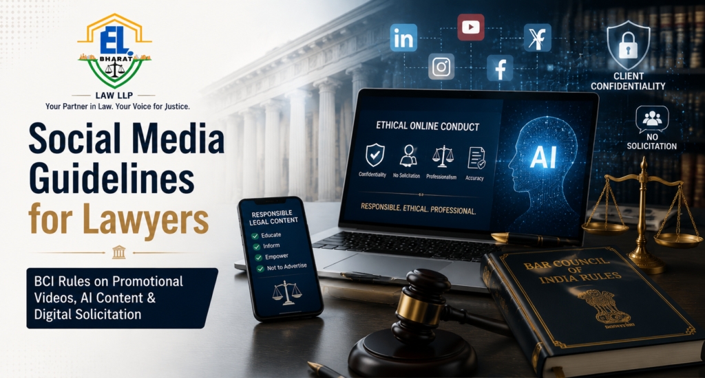 Bar Council of India social media guidelines for lawyers covering AI legal content and digital client solicitation
