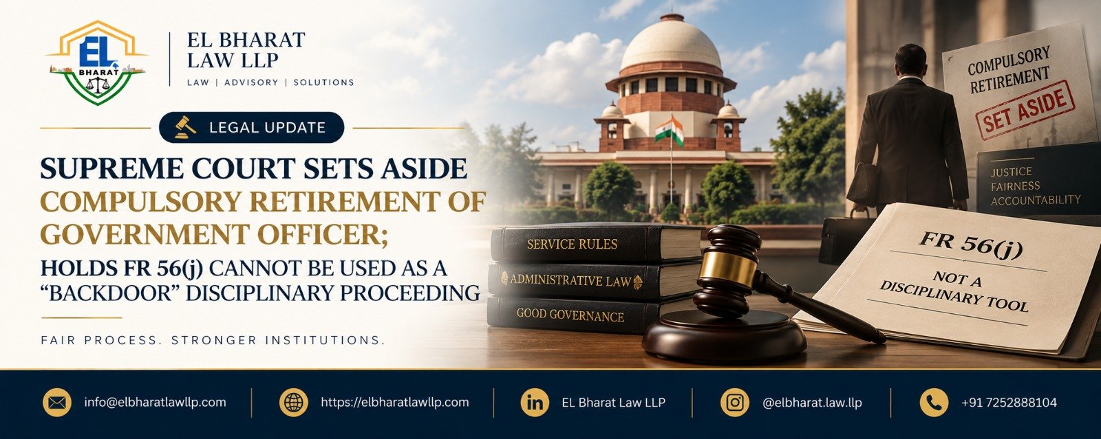 SUPREME COURT SETS ASIDE COMPULSORY RETIREMENT OF GOVERNMENT OFFICER; HOLDS FR 56(j) CANNOT BE USED AS A “BACKDOOR” DISCIPLINARY PROCEEDING